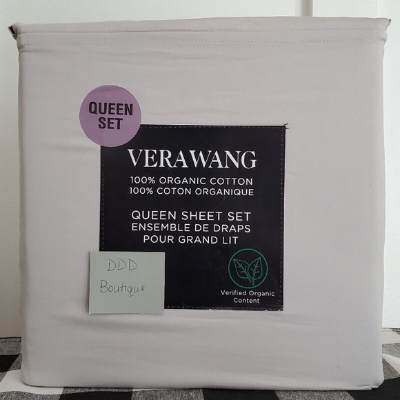 Vera Wang Gray Queen Sheet Set - Picture 1 of 5